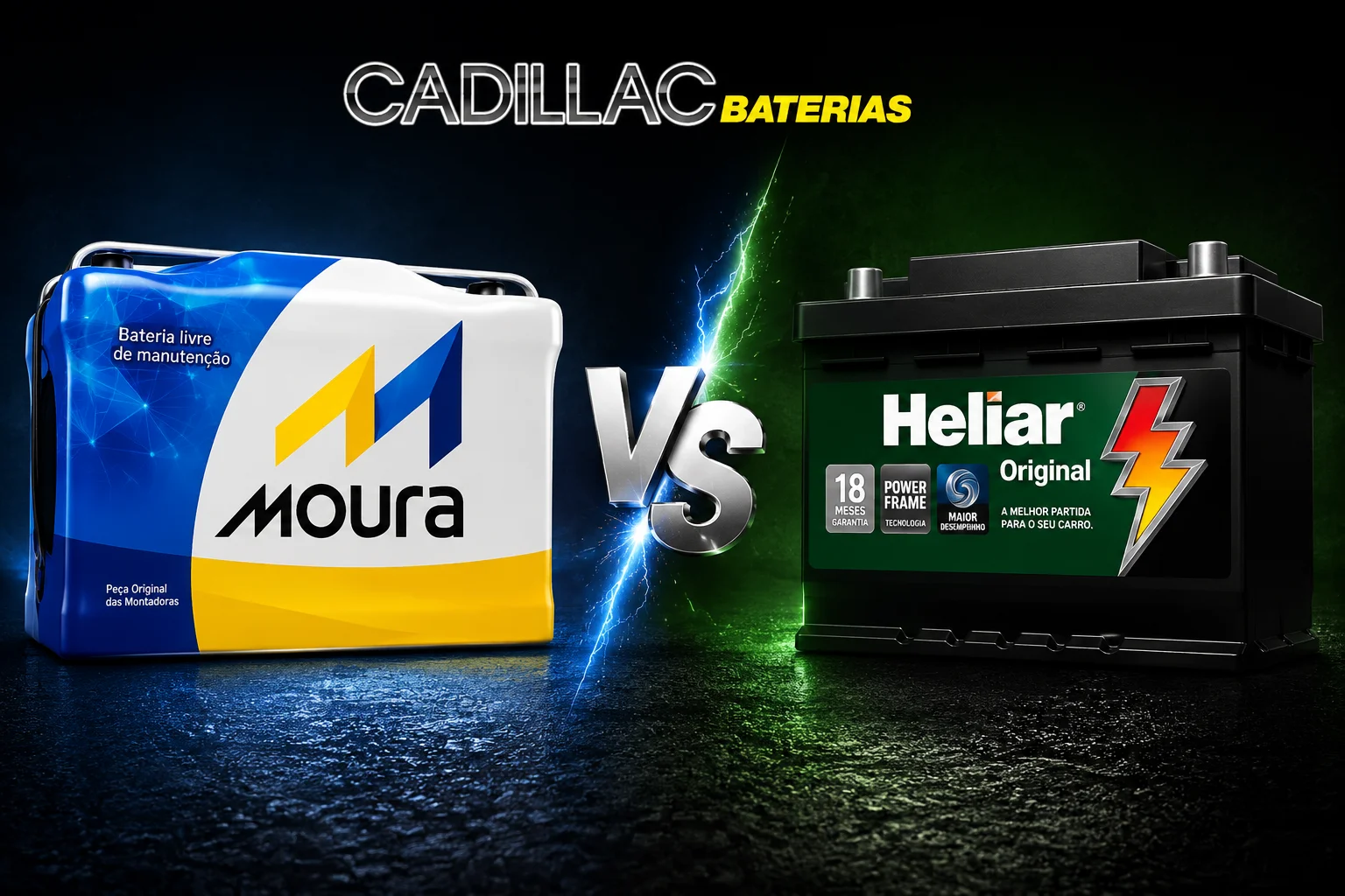 Baterias Moura e Heliar lado a lado